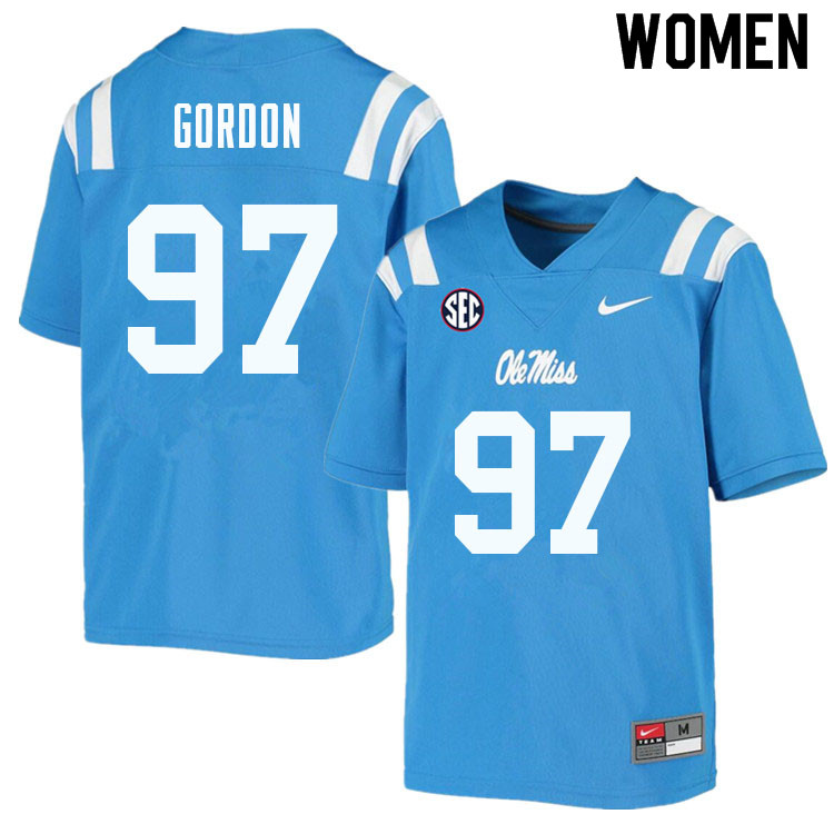 Jamond Gordon Ole Miss Rebels NCAA Women's Powder Blue #97 Stitched Limited College Football Jersey GNE7058VK